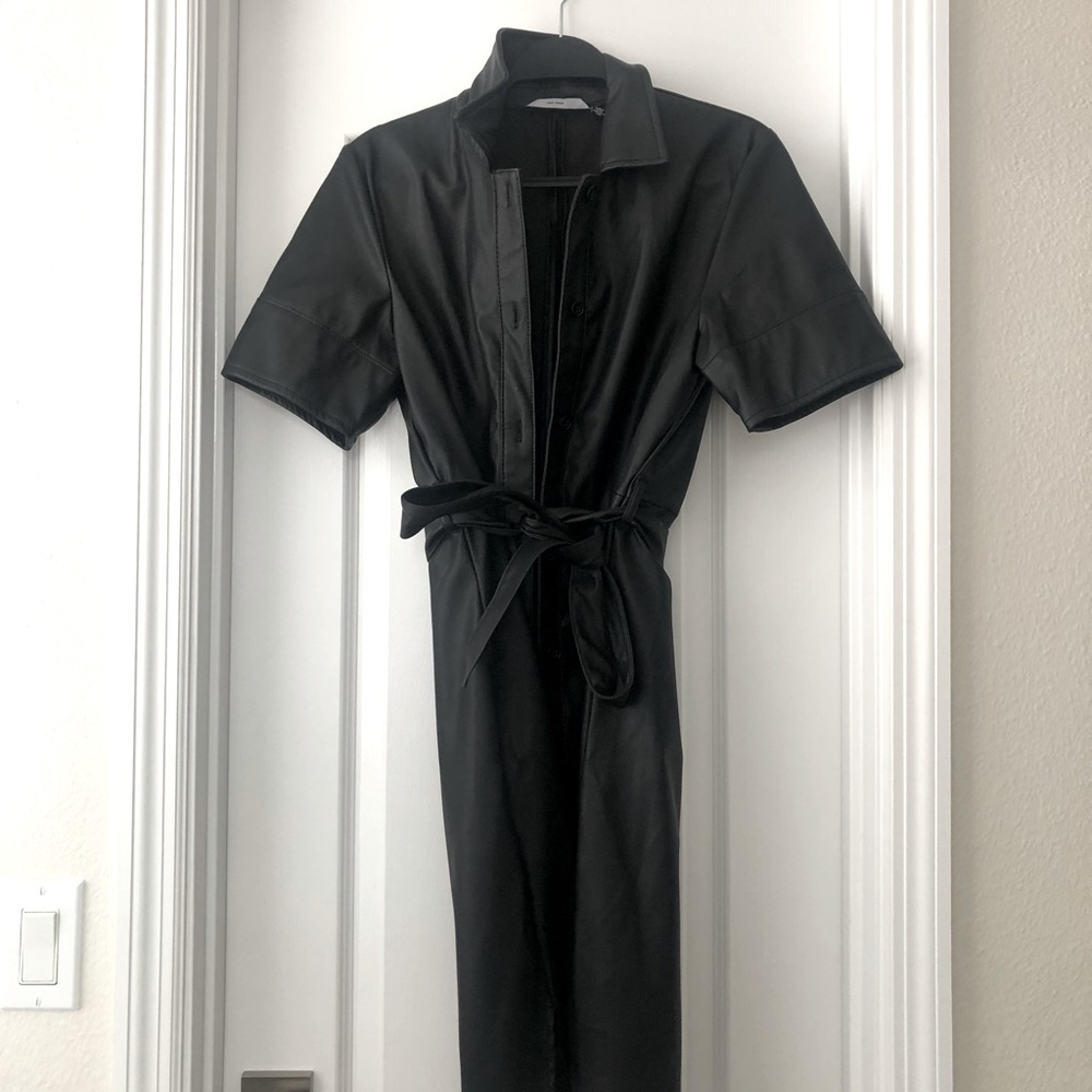 ASOS leather midi button up (and tied) dress!